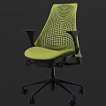 Modern Green Mesh Back Office Chair With Padded Seat Black Armrests And Wheels