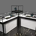 Elegant Jewelry Store Luxury Display Counter With Glass Top Marble Base And Gold Frame