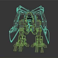 Sci Fi Mechanical Bionic Creature Character With Industrial Metal Limbs And Articulated Claws
