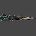 Old Scrap Car Wreckage Pile With Broken Mechanical Parts And Junk Machinery