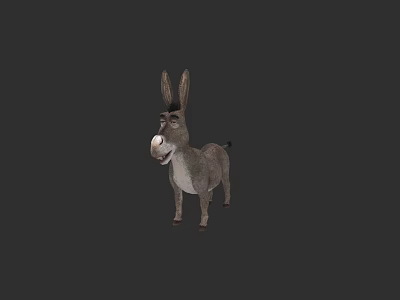 Cartoon Donkey 3D Model With Gray Fur Standing Pose And Friendly Expression 3d model