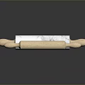 Three Different Rolling Pins With Wooden Marble Pattern Bodies And Black Handles For Baking