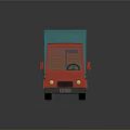 Red Cab Teal Cargo Box Cartoon Style Truck With Reflection 3d model
