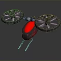 Futuristic Red And Black Drone With Two Large Propellers And Landing Gear Design