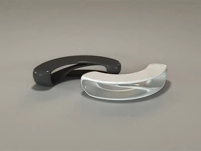 Modern Public Chair With Black And White Curved Seats For Indoor Outdoor Use 3d model