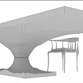 Modern Dining Table Set With Wooden Tabletop And Golden Chair Legs Design