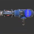 Futuristic Sci Fi Weapon With Blue Red Lights And Mechanical Structure 3d model
