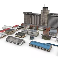 Industrial Factory Buildings With Various Industrial Architecture Types And Different Roof Structures