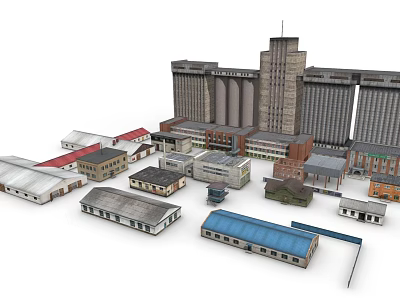 Industrial Factory Buildings With Various Industrial Architecture Types And Different Roof Structures 3d model
