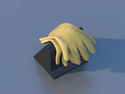 Practical Household Yellow Gloves Placed On Black Holder For Daily Use 3d model