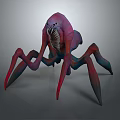 Game Movie Character Spider Monster With Red Purple Blue Gradient Long Legs And Sharp Teeth