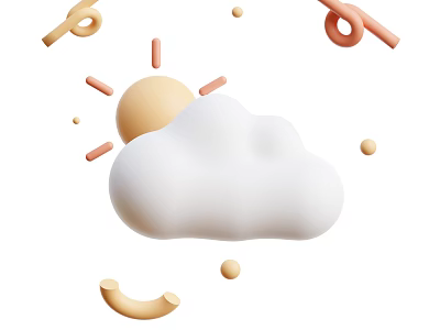 White Cloud And Yellow Sun With Orange Rays In Natural Scene Decoration 3d model