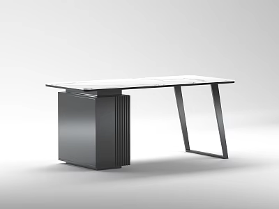 Modern Minimalist Dining Table With Glass Top And Sleek Metal Legs Design 3d model