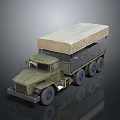 Olive Green Military Truck With Canvas Covered Cargo Bed And Multi Wheel Design