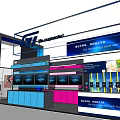 ST Life Solutions Modern Exhibition Booth With Display Screens And Interior Design