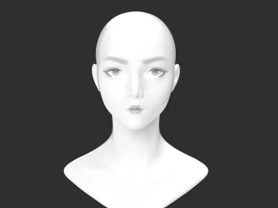 White Mannequin Head Human Form With Smooth Facial Features Against Black Background 3d model