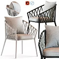 Modern Single Chair With Woven Frame Light Cushion And Neutral Color Design