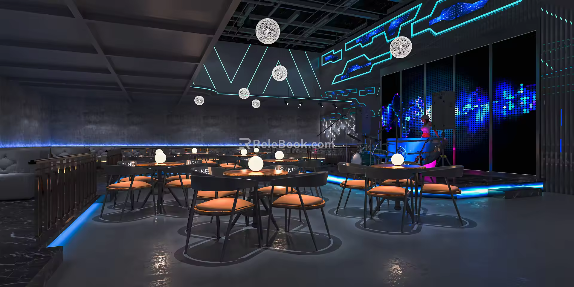 Modern Bar Qingba Bistro Bar Tacker Block Area Bar Counter Cashier Bar Cabinet Card Block Stage 3d model