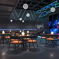 Modern Bar Qingba Bistro Bar Tacker Block Area Bar Counter Cashier Bar Cabinet Card Block Stage 3d model