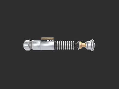 Futuristic Silver Lightsaber Weapon With Spiral Design And Metal Components 3d model
