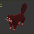 Cartoon Black And White Cat With Green Eyes Long Tail White Paws 3D Model Design