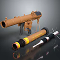 Military Grade Brown Rocket Launcher With Stand And High Explosive Missile