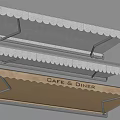 Scalloped Edge Awnings for Cafe Diner Outdoor Use in White and Brown Design