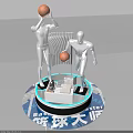 Commercial Equipment Display Stand With Humanoid Sports Sculptures Laptop And Circular Blue Pattern Base
