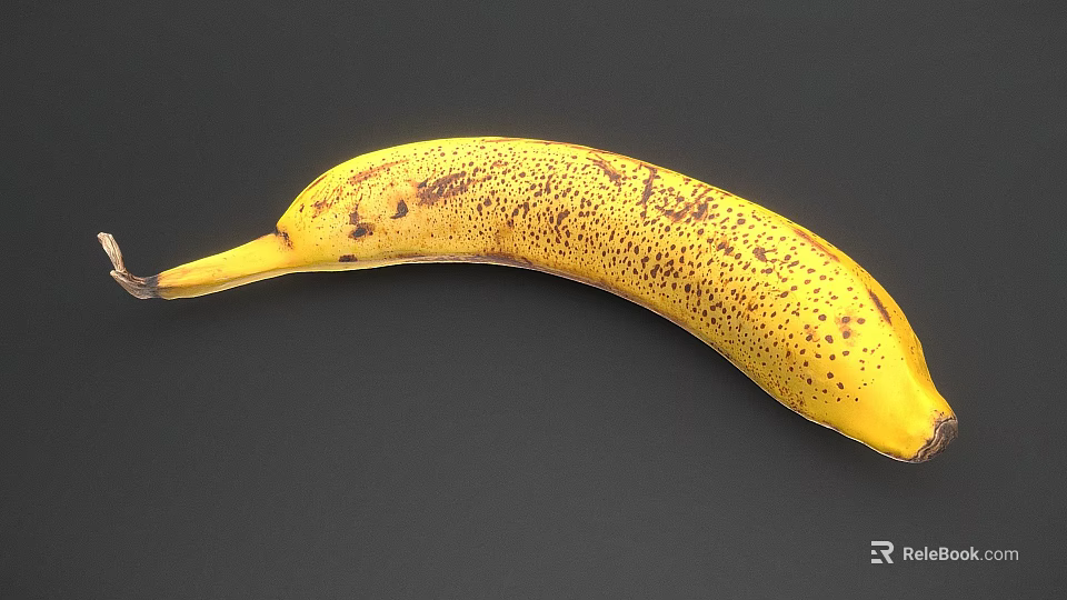 Ripe Yellow Banana With Natural Brown Spots On Smooth Skin Surface 3d model 