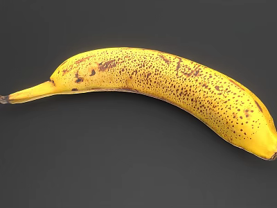 Ripe Yellow Banana With Natural Brown Spots On Smooth Skin Surface 3d model