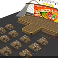 Xia Pu Xia Pu Hotpot Restaurant Interior With Stage And Tables Chairs Setup