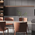 Modern Restaurant Interior Design With Open Layout Dining Table And Chairs 3d model