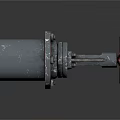 Industrial Gray Valve Equipment With Red Wheel And Metal Components