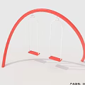Kids Play Area Red Arch Structure With Two Hanging Swings 3d model