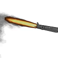 Military Missile Flying With Long Grey Smoke Trail On White Background