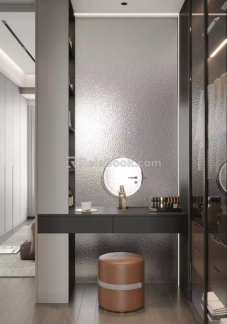 Modern simple black and white gray cloakroom dressing table 3d model