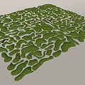 Natural Garden Landscape With Green Irregular Mossy Ground And Organic Shapes