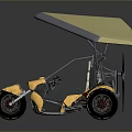 Yellow Three Wheeled Motorcycle With Canopy And Modern Open Frame Design