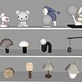 Reading lamp creative cream wind table lamp bear table lamp children table lamp rabbit moon lamp 3d model