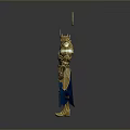 Divine Mythical Warrior In Golden Armor With Halo And Blue Accents