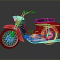 Classic Red And White Scooter With Black Seat Shiny Metal Against Black Backdrop Retro Design