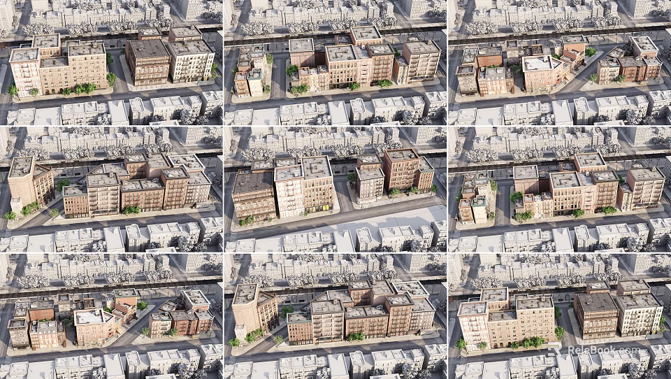 Modern Commercial Street With Multistory Buildings Shop Fronts And Urban Pedestrian Areas 3d model 
