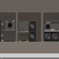 Modern Laundry Room Design With Stacked Washing Machines And Built In Cabinets