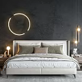 Modern Double Bed In Cozy Bedroom With Plush Pillows Wooden Nightstands And Seaside View