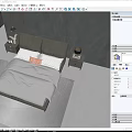 Double Bed Dark Wall Large Window Trees Outside Bedside Tables Lamps Gray Bedding Orange Cushions