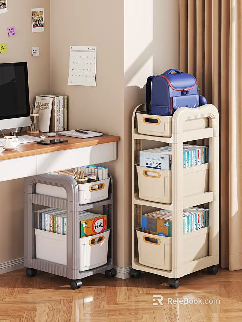 Multi tiered Storage Racks With Drawer Design For Home Office Book Organization 3d model 