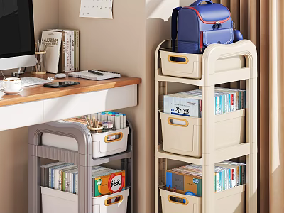 Multi tiered Storage Racks With Drawer Design For Home Office Book Organization 3d model