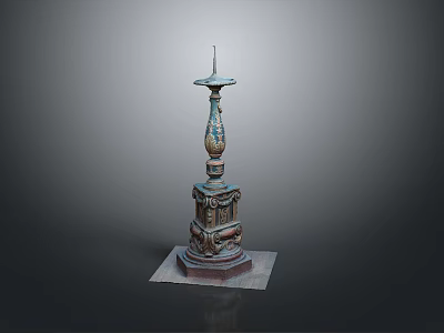 Traditional Ornate Decorative Column With Intricate Carved Details And Square Base 3d model