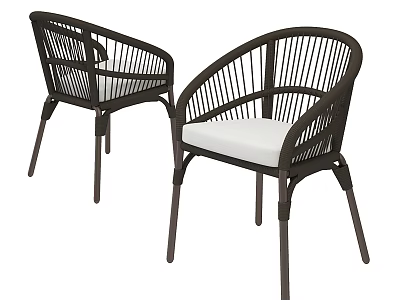 Modern Outdoor Chairs Featuring Curved Armrests Woven Rattan Design and White Cushions 3d model