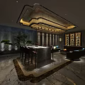 Luxury Interior Design With Bar Counter High Stools Wine Racks Marble Floor And Chandelier